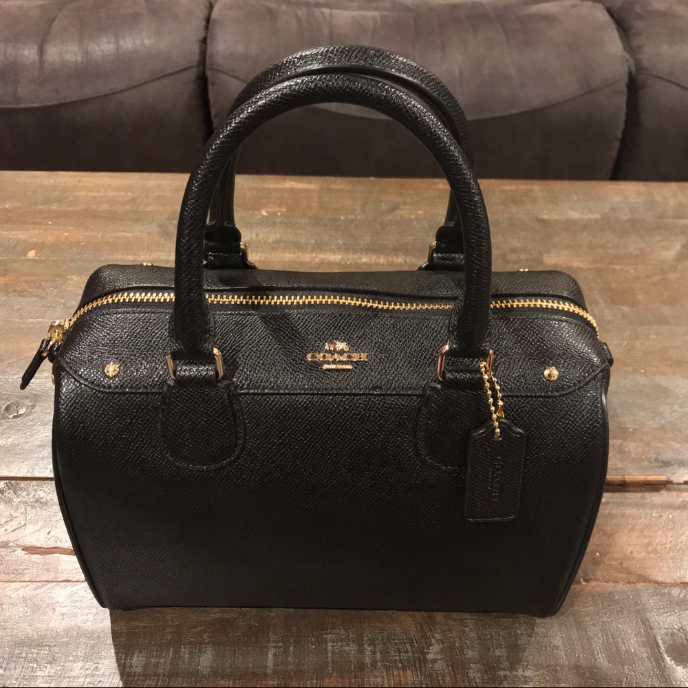 Coach Leather Bennett Bag - Black w/gold hardware